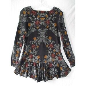 Free People Tunic Dress XS Smooth Talker Black Pockets Boho Cottage Fairy Goth